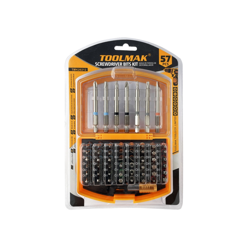 Toolmak Screwdriver Bits 57 Piece Set – Assorted Driver Bit Kit with Storage Case