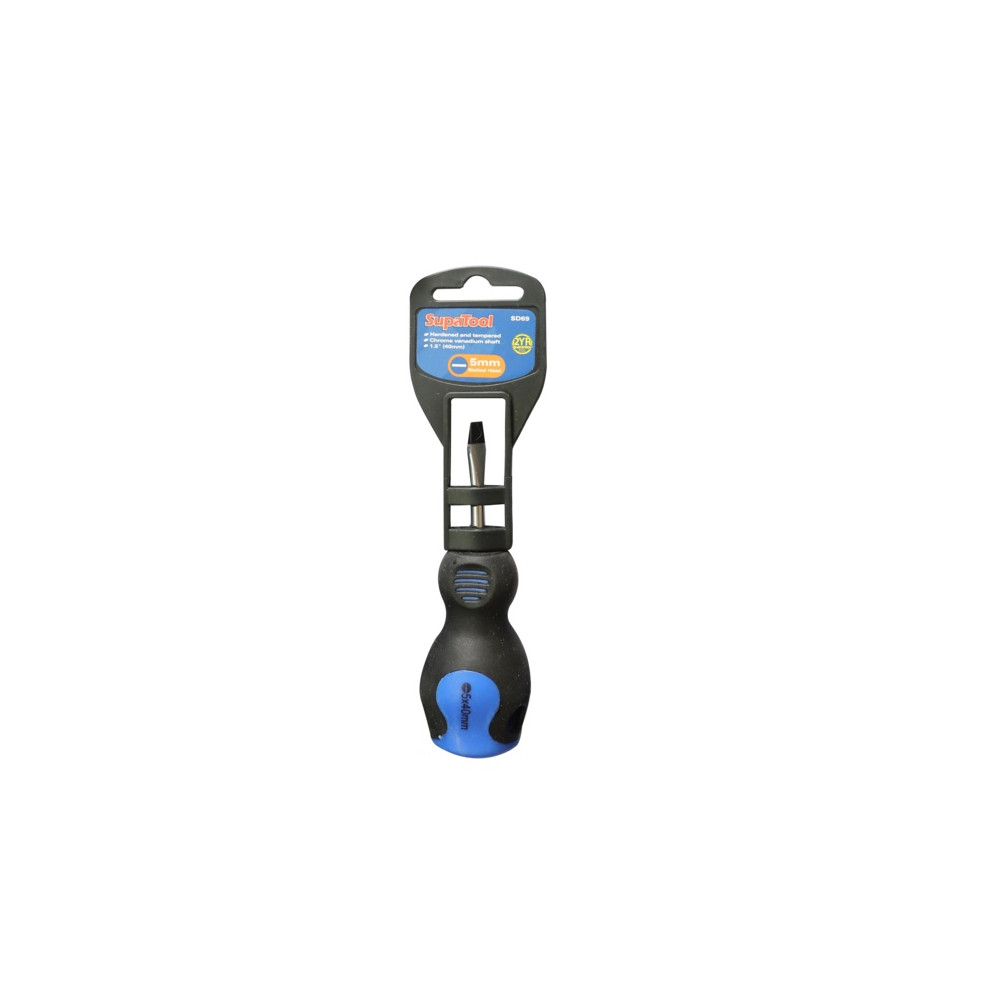 SupaTool Slotted Head Screwdriver 40mm – Soft Grip Handle Flat Blade Screwdriver