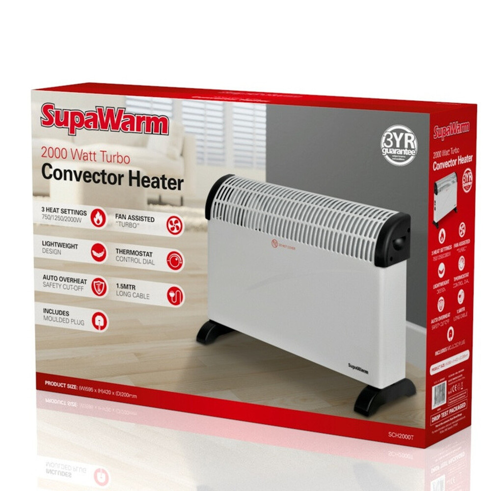 SupaWarm Turbo Convector Heater 2000W – Fan Assisted, 3 Heat Settings