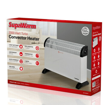 SupaWarm Turbo Convector Heater 2000W – Fan Assisted, 3 Heat Settings