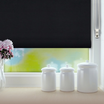 RENAISSANCE Classic Roller Blind Black 120cm – Child‑Safe Daylight
