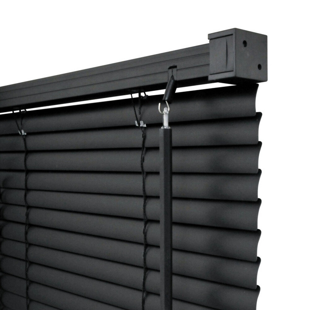RENAISSANCE PVC Wide Venetian Blind Black 105cm – Child‑safe, Durable, 150cm Drop
