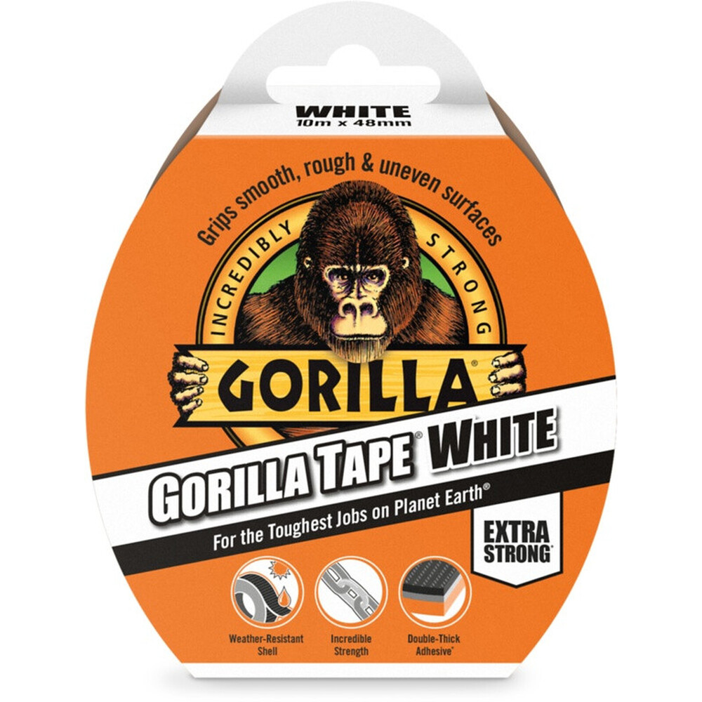 Gorilla White Tape 10m – Extra Strong Double Thick Duct Tape