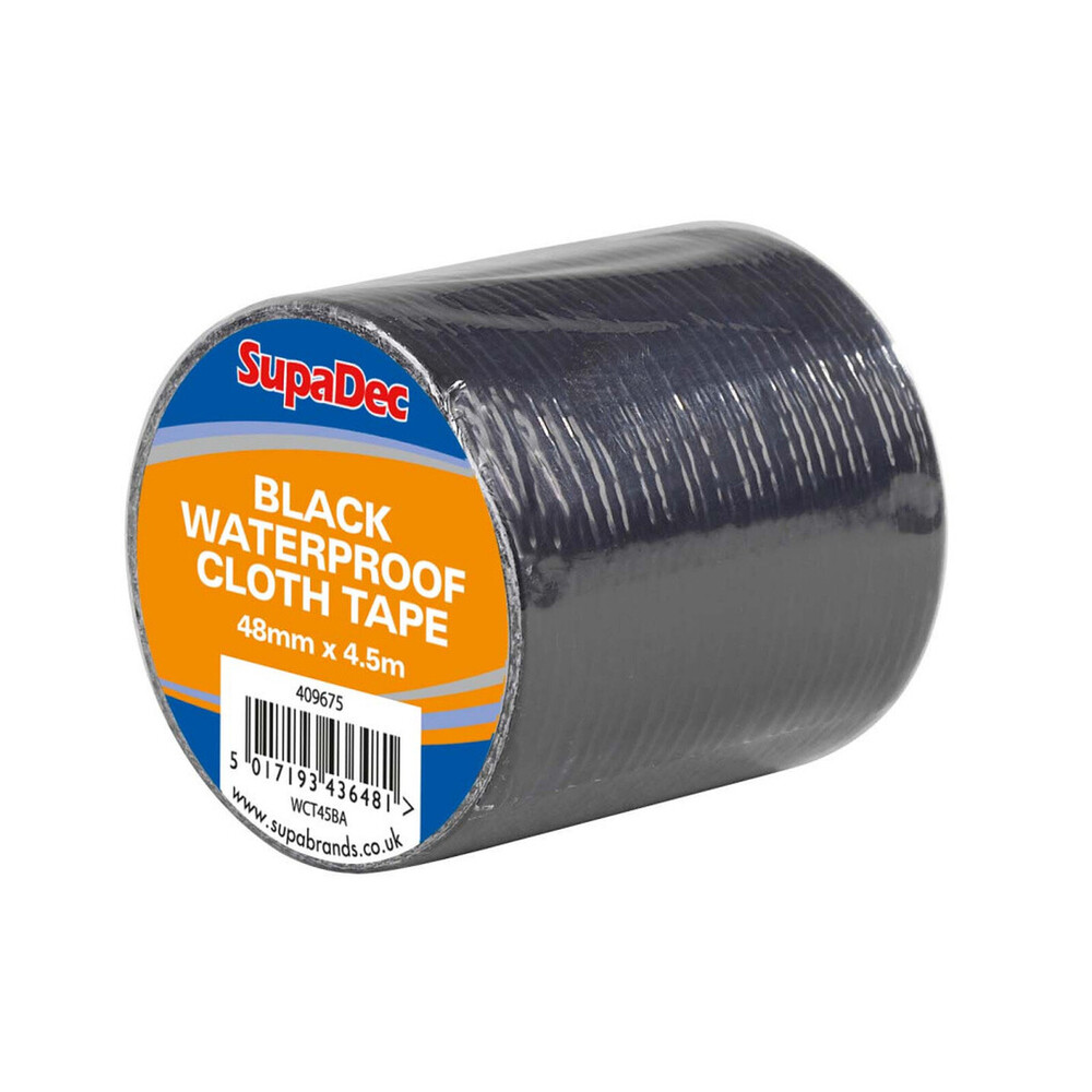 SupaDec Waterproof Cloth Tape 48mm x 4.5m Black – 52g Italian Made