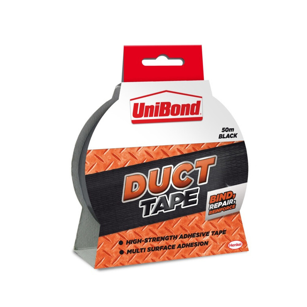UniBond Duct Tape Black 50mm x 50m – Heavy Duty Waterproof Tape