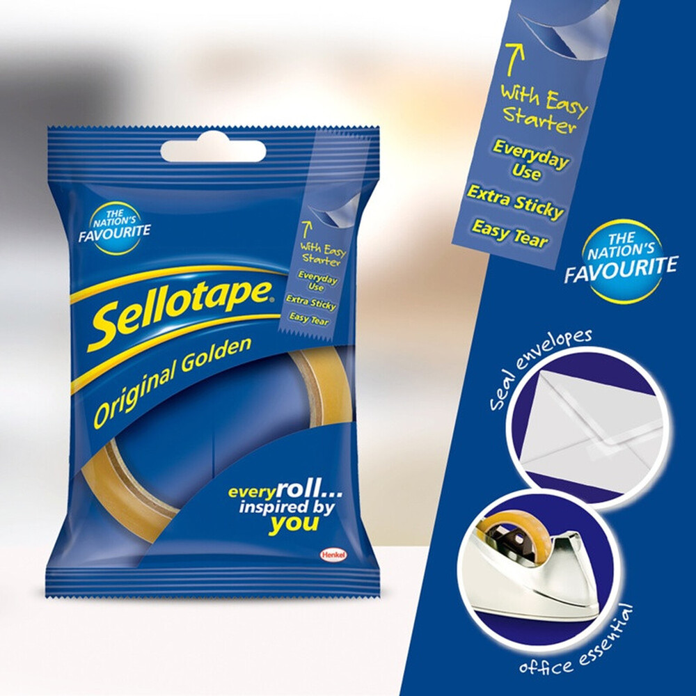 Sellotape Original Golden Tape 24mm x 50m Box 6 Extra strong & sticky