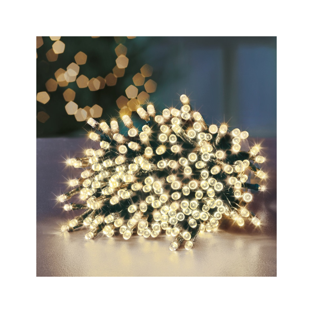 Premier 200 LED Multi Action Supabrights With Timer Warm White/Green Energy Efficient