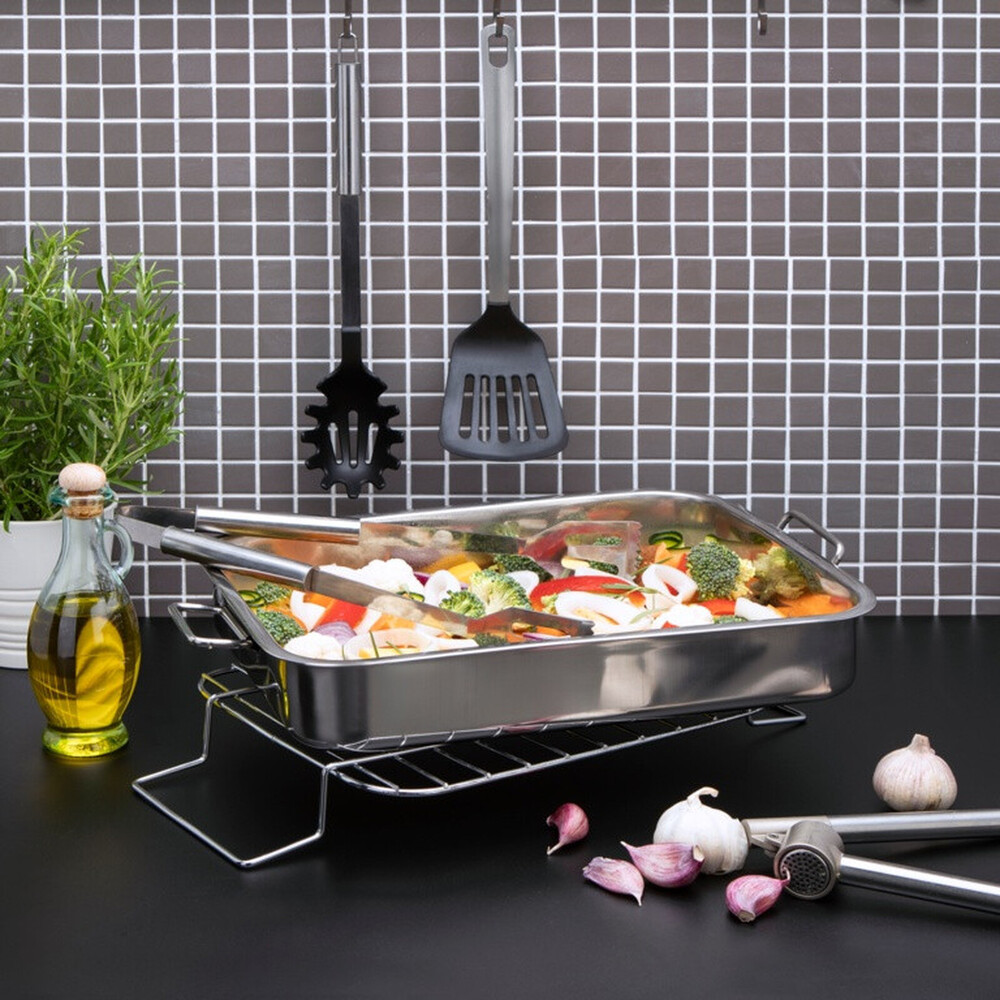 Pendeford Stainless Steel Collection Roasting Tray 40 x 30cm – 4mm Base, 0.6mm Body, Vented Lids