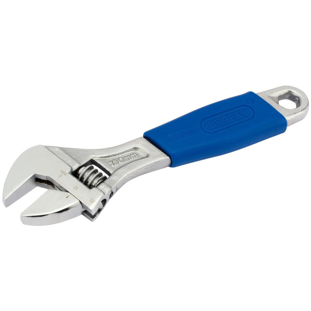 Draper Adjustable Wrench Soft Grip 150mm – Carbon Steel, Chrome Plated, 19mm Jaw