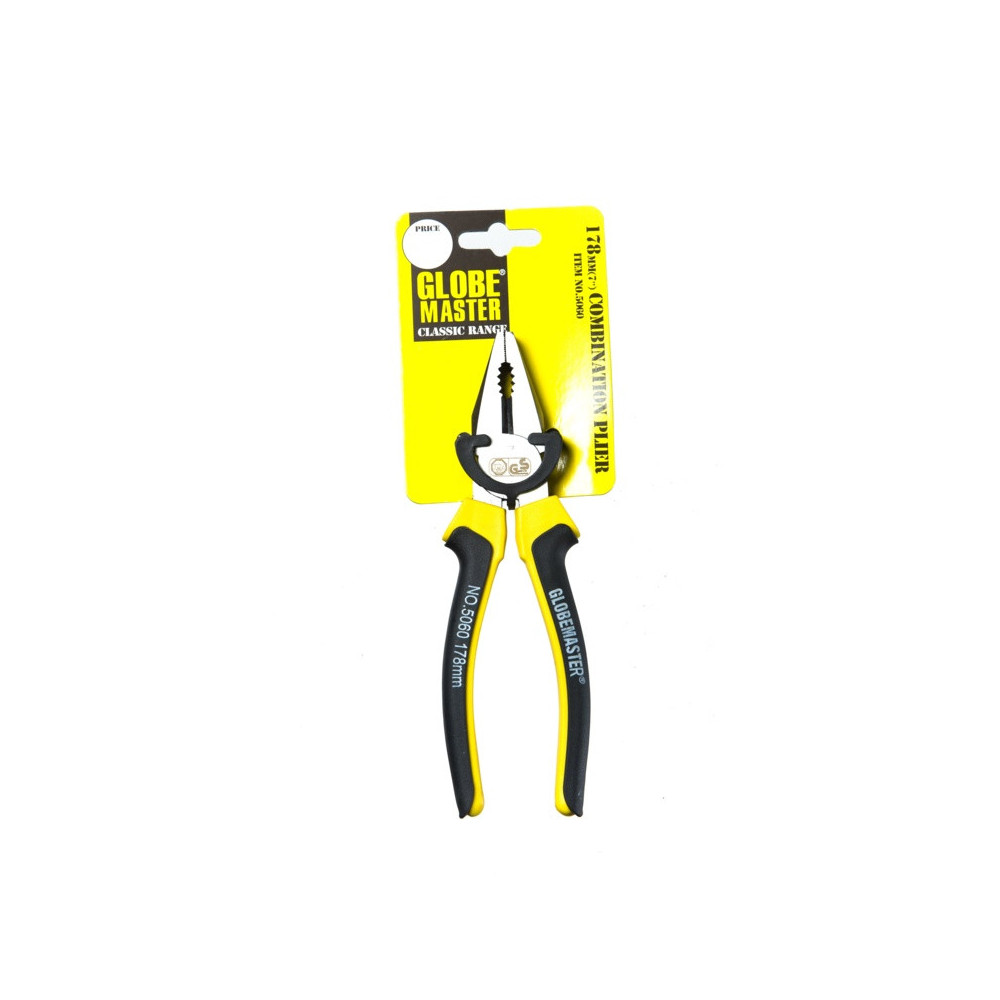Globemaster Worldwide Combination Plier 178mm (7") – Precision Ground Surfaces, Comfort Grip, Rust‑Resistant, GS TUV