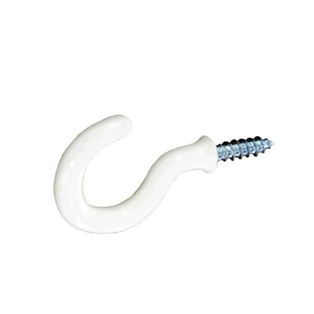 Securit Cup Hooks Plastic Covered White (5) 32mm