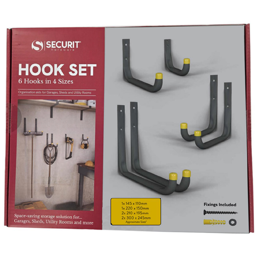 Securit Storage Hook Set 6 Piece – 26cm Depth, 3cm Height, 31cm Width