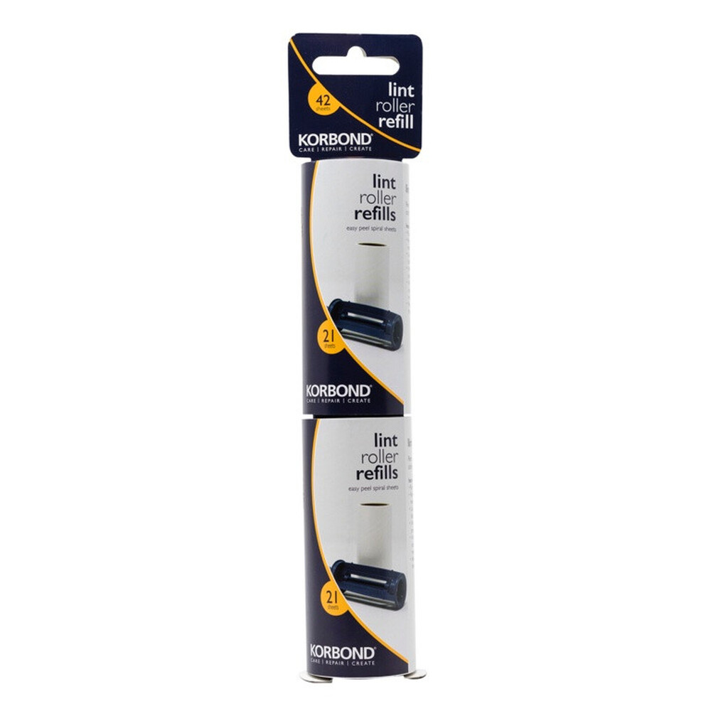 Korbond Lint Roller Refills 2 x 3m – Twin Pack of 21 Sheets