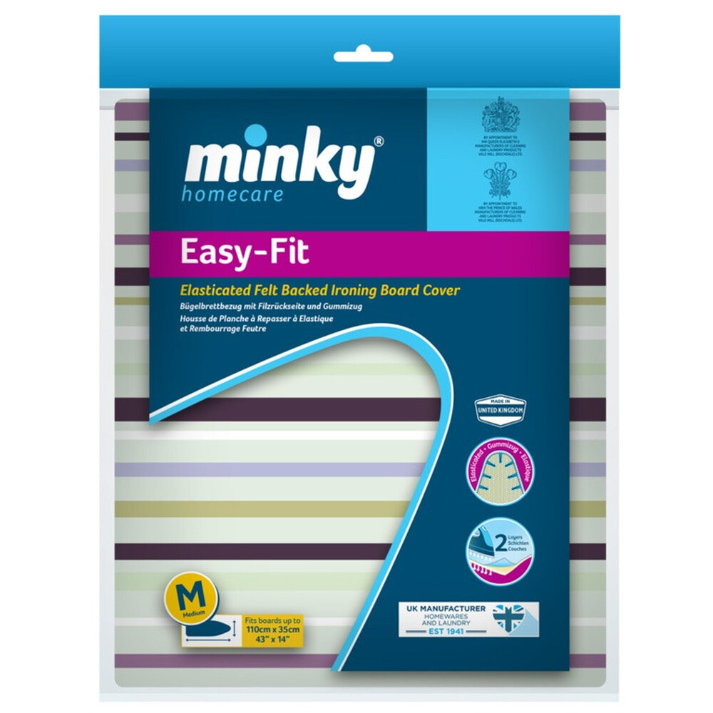 Minky Easyfit Ironing Board Cover 110x35cm – Elasticated Felt Backing