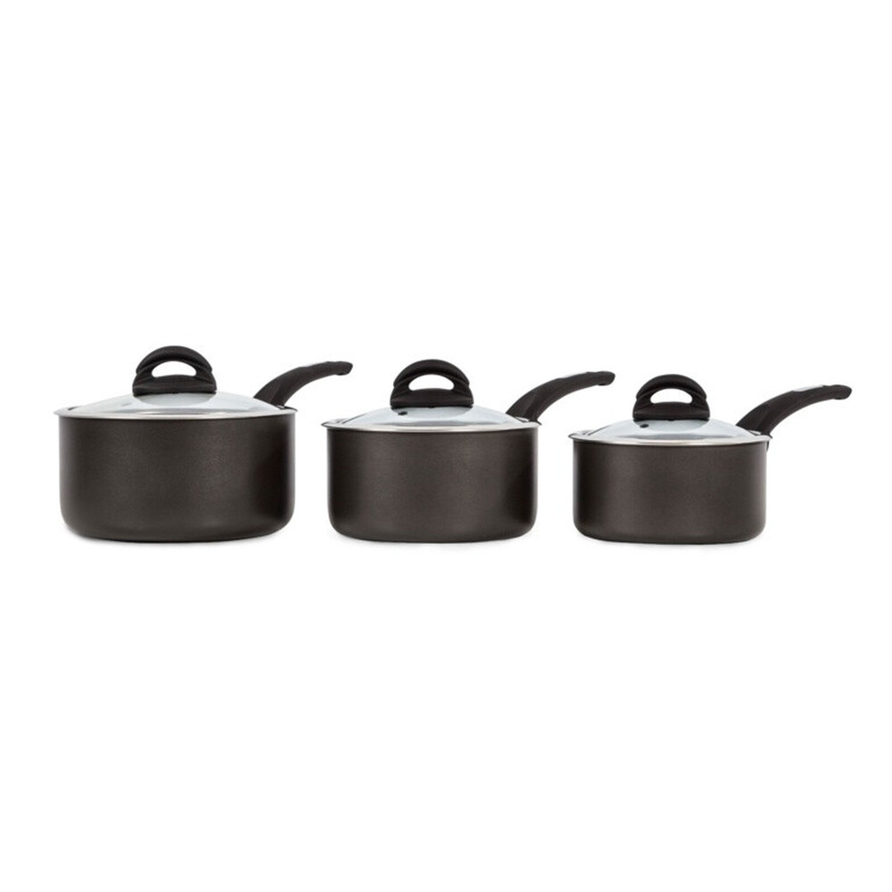 Tower Stainless Steel Saucepan Set 3 Piece – 3x Stronger Ceramic Non‑Stick