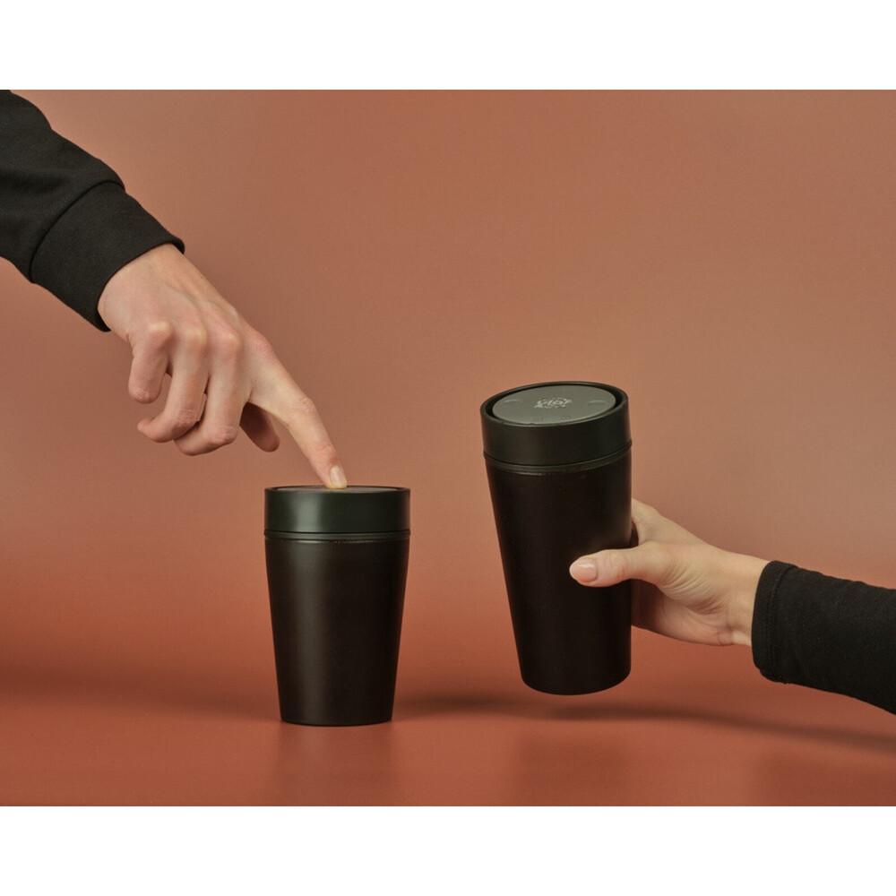 Circular&Co Recycled Coffee Waste Cup Black – Leakproof, 10‑Year Durable, BPA‑Free, 360° Drinking