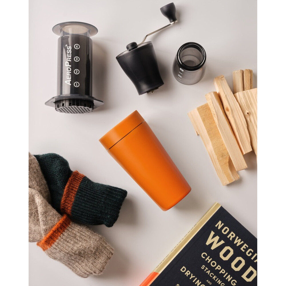 Circular&Co Recycled Stainless Steel Cup 8oz Sunrise Orange – 90% Recycled, Leakproof, 1.5h Heat Retention
