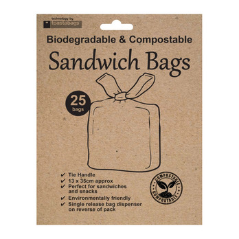 Planit Eco Friendly Sandwich Bags Pack 25 - Tie handle & Ideal for Sandwiches & Snacks
