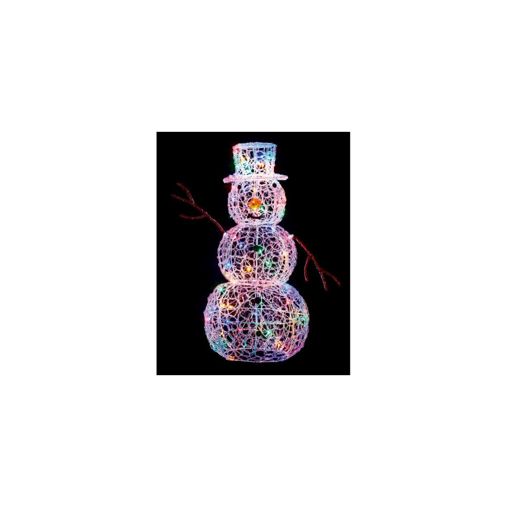 Premier Multi Action Lit Snowman 90cm 80 Multi Coloured LEDs
